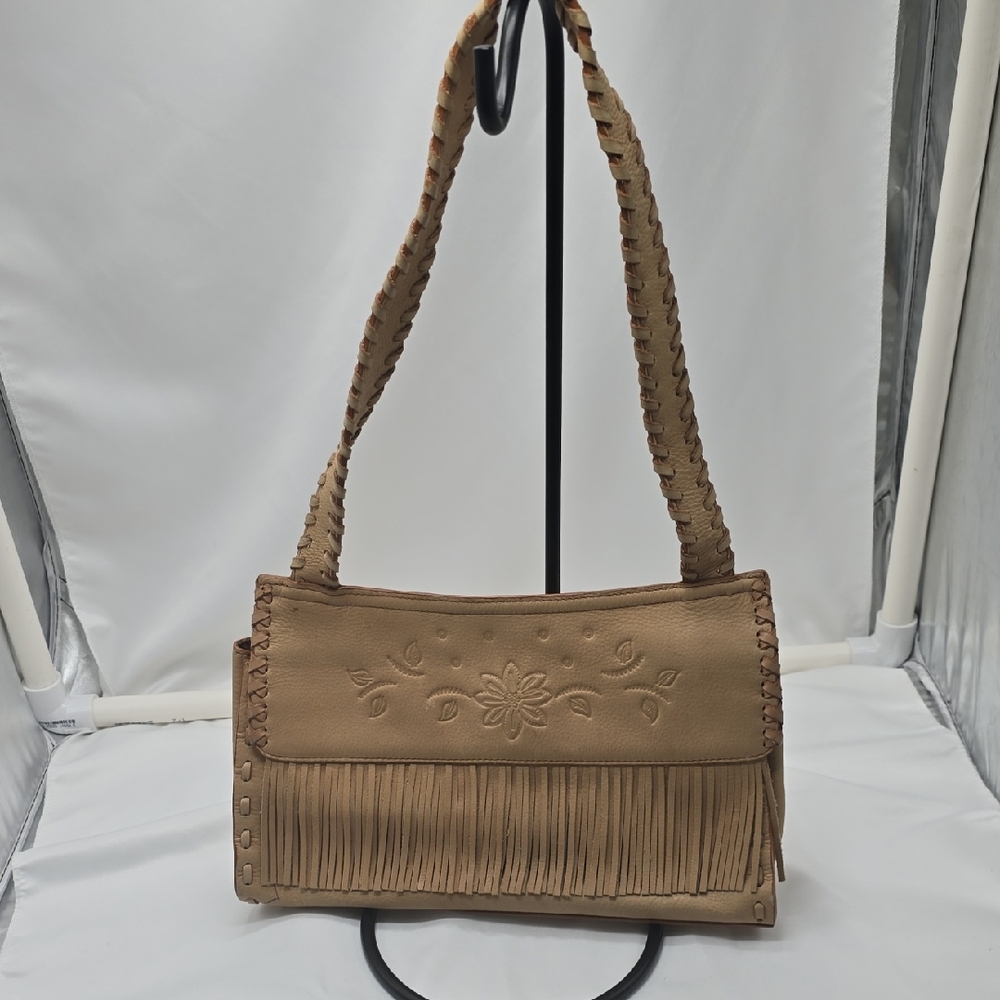 Tan Fringed Women's Bag FOSSIL some pen marks used as is inside clean